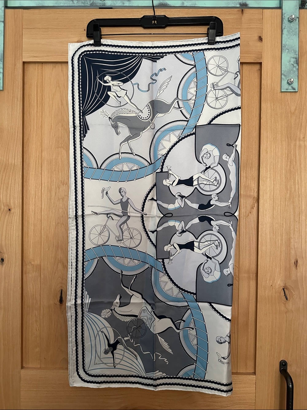 Tory Burch Aeronauts Double-Sided 100% Silk Square Scarf Blue Reversible 36" - Picture 5 of 9